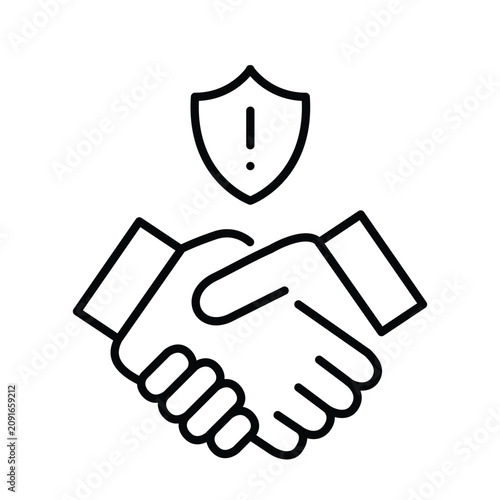 Secure deal alert, partnership risk warning, safe agreement notice. Pixel perfect, editable stroke vector icon