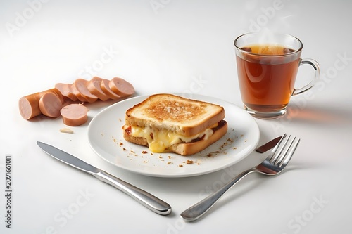 Easy homemade toasted sandwich with melted cheese prepared for a quick snack or light meal.