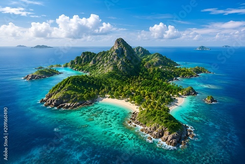 Tropical Island Paradise with Turquoise Water and Sandy Beaches.