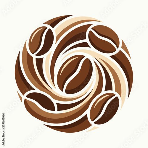 A captivating graphic featuring swirling coffee beans in warm tones, ideal for coffee shops, brands, and marketing materials focused on coffee culture and enjoyment.