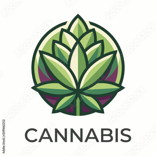 This image features a stylized cannabis leaf in green tones, representing nature and cannabis culture, ideal for branding in the marijuana industry or health products.
