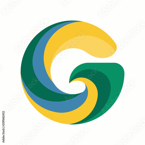 This vibrant and dynamic logo showcases an abstract swirl design composed of different colors, representing creativity, motion, and modern artistic expression in branding.