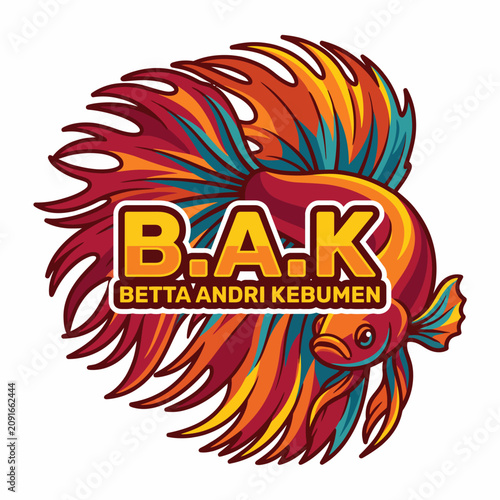 A colorful and dynamic illustration of a Betta fish, ideal for branding in the pet industry or aquatic art, showcasing the beauty of this popular aquarium species.