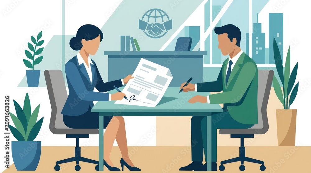 Fototapeta premium Business professionals discussing documents office.