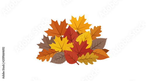 Vibrant Pile of Autumn Leaves and Foliage in Flat Vector Illustration