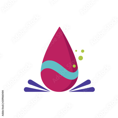 Abstract Water Drop with Splashes and Bubbles