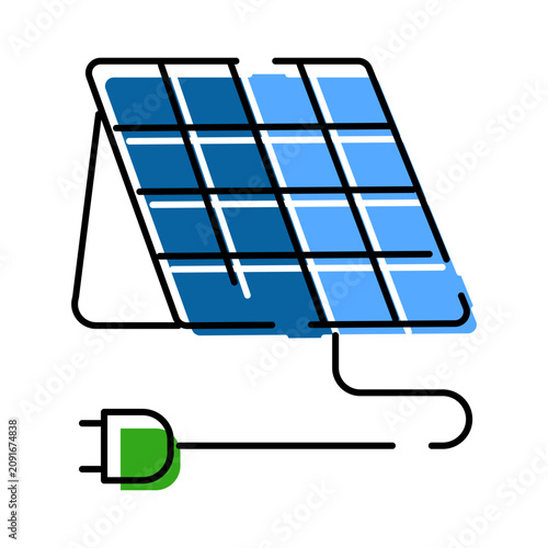 Εκτύπωση καμβά Solar panel generating clean power with an electric plug, representing renewable