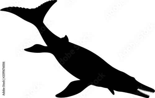 Konstfotografi Mosasaurus Silhouette Vector Illustration , Dinosaur Silhouette Element , Transp
