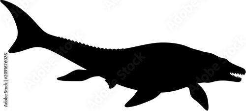 Bild auf Leinwand Mosasaurus Silhouette Vector Illustration , Dinosaur Silhouette Element , Transp
