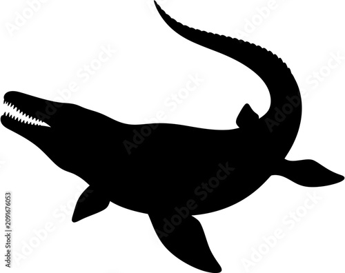 Foto Mosasaurus Silhouette Vector Illustration , Dinosaur Silhouette Element , Transp