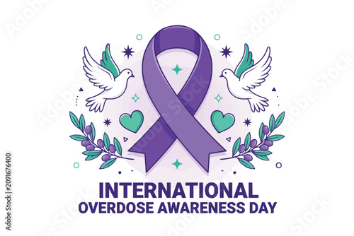 Quadro su tela International Overdose Awareness Day Vector Art, Addiction Recovery and Communit