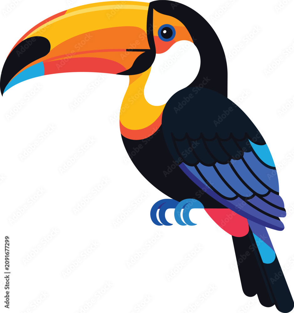 Fototapeta premium Toucan parrot bird animal vector on white background.