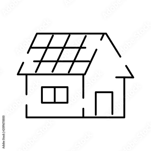 Vászonkép Residential house featuring rooftop photovoltaic panels, symbolizing eco friendl