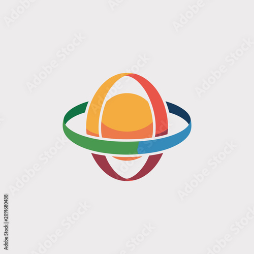 Colorful abstract logo with circular design elements.