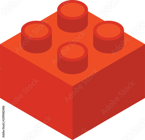 Foto Brick construction component stands alone as a singular vibrant plastic building element for creative design