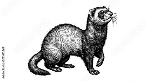 Vászonkép Ferret standing on its hind legs.
