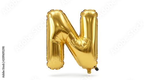 Golden foil balloon letter n