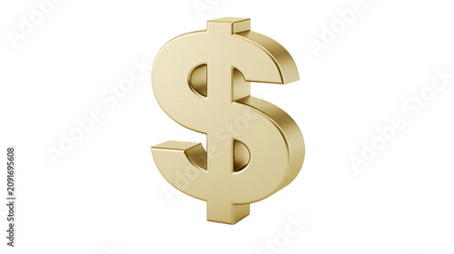 Shiny golden dollar sign symbol  isolated on transparent background