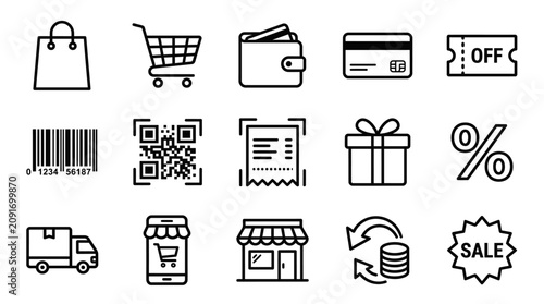 Fotografija Ecommerce shopping icons and symbols.