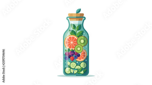 Composition of fresh organic fruit and vegetable ingredients for healthy detox drink