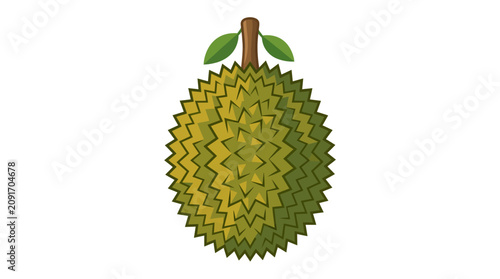 Flat Vector Illustration of a Tropical Durian Fruit Isolated on White Background