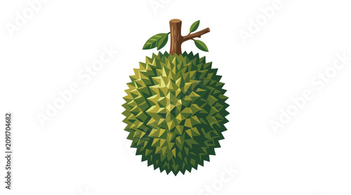Tropical durian fruit flat vector illustration isolated on white background
