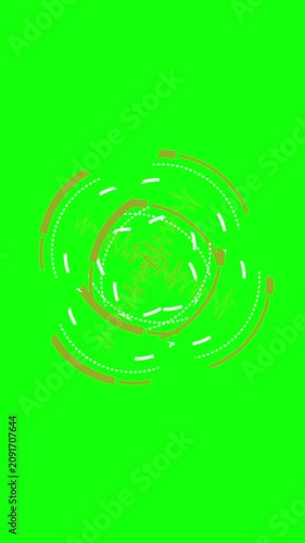 A sound wave symbol spinning rapidly animated on green screen background, vertical video