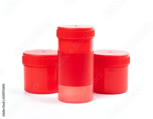 Three Red Containers Arranged Together