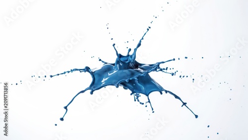 Vibrant blue paint splash captured midair against a clean background