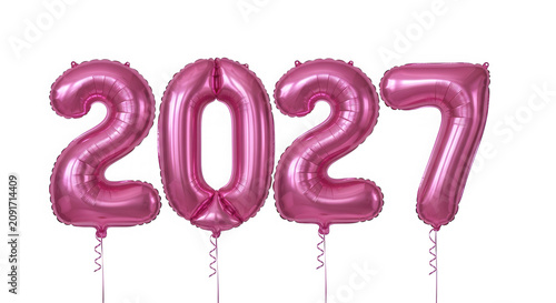 Colorful 2027 number celebration balloons isolated on transparent background