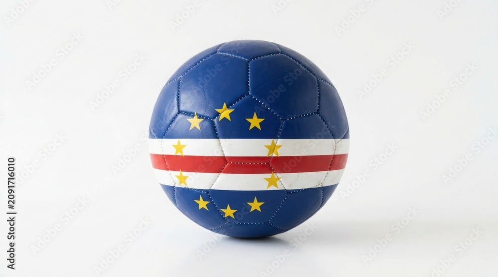 Fototapeta premium Cape Verde flag soccer ball on white background