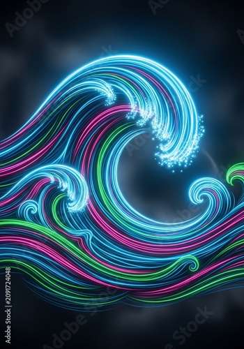 Electric Tides: A Neon Symphony of Oceanic Dreams