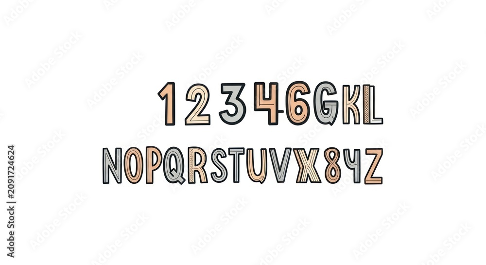 Fototapeta premium Alphabet and numbers typography design.