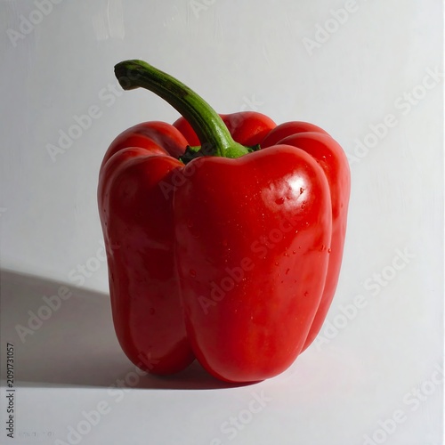 Red Bell Pepper Resting on White Surface