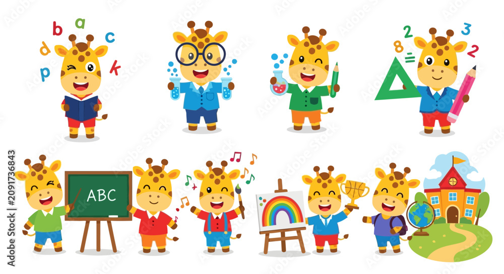 Fototapeta premium High-quality vibrant and playful vector illustration featuring colorful geometric shapes and creative design elements on a clean background, ideal for modern digital graphics.