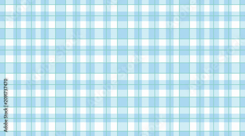 Fotografie Gingham, blue and white checkered pattern, textile design, fabric print, seamles