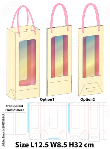 Tall Retail Gift Bag With Window Template