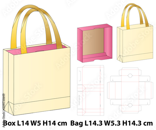 Retail Shopping Bag With Inner Box Template