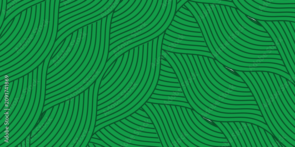 Obraz premium Seamless green vineyard pattern with organic wavy lines of grape fields. Eco‑friendly farm texture, abstract striped landscape, natural agriculture background, botanical vector design for rustic decor