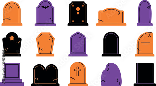 Halloween day tombstones collection spooky grave markers for festive decorations