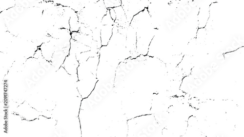 Bild auf Leinwand Cracked surface texture with black lines on white background grunge effect