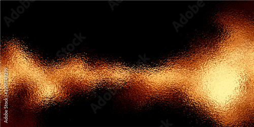 Schilderij op canvas Abstract textured luminous golden energy wave on dark black background, evoking