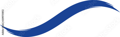 Blue swoosh wave vector, dynamic curved brush stroke element, abstract navy blue flowing line for corporate logo design and branding