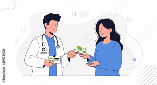 Doctor offering natural medicine, representing holistic healthcare and herbal remedies