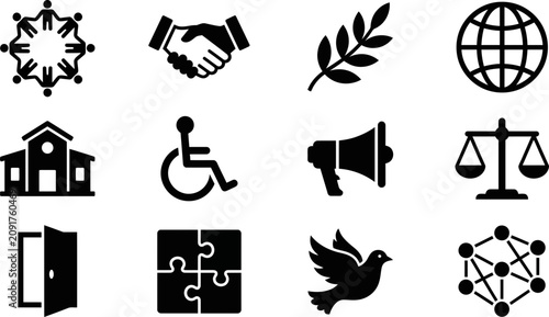 Fotografie Collection of social and community themed vector icons.