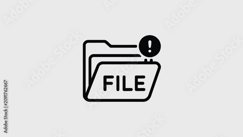Folder icon with an exclamation mark indicates a system alert regarding corrupted data or an important notification that requires immediate attention within a digital interface or software.