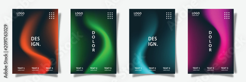 modern abstract light wave gradation cover background set collection vector