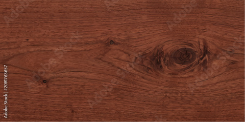 A close-up, detailed view of a dark brown wooden plank showcasing a prominent, circular knot and the natural grain pattern.