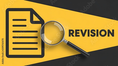 Document revision concept with magnifying glass and file icon