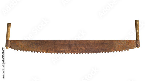 Bild auf Leinwand Old rusty two-man crosscut saw with wooden handles